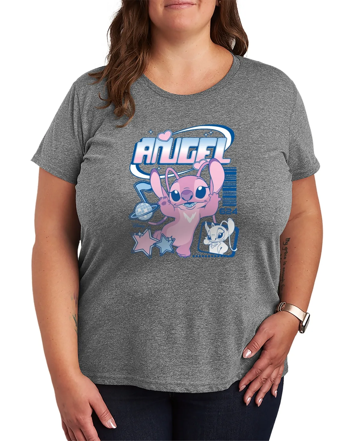 Lilo Stitch Angel Y2k Popstar Short-Sleeve Graphic T-Shirt by Hybrid Apparel