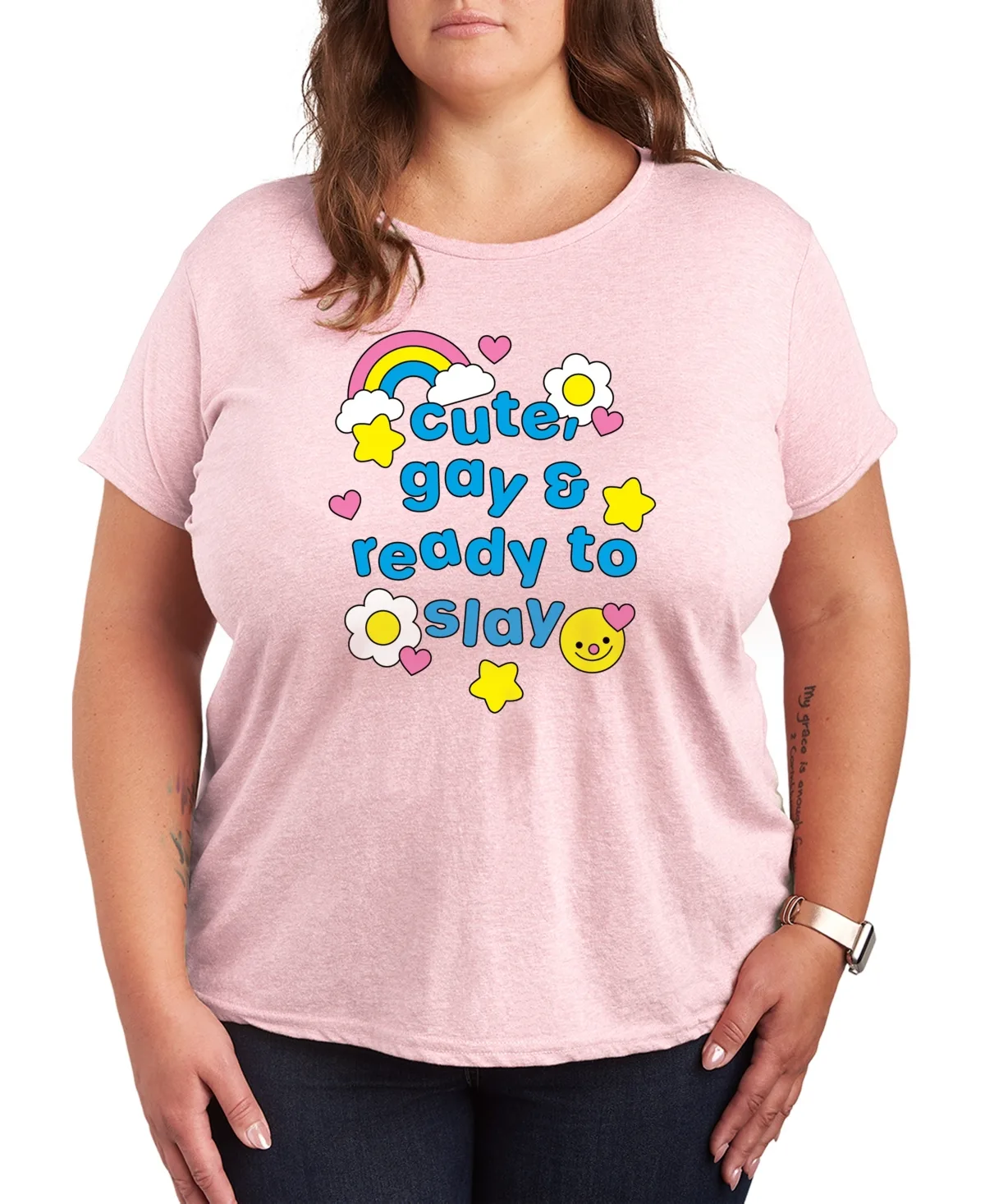 Instant Message Pride Cute Gay Ready Slay Short-Sleeve Graphic T-Shirt by Hybrid Apparel