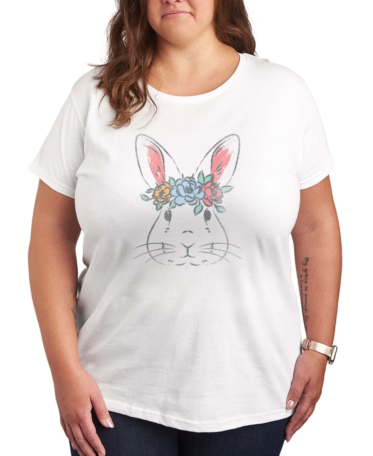 Instant Message Bunny Face Vintage Faded Short-Sleeve Graphic T-Shirt by Hybrid Apparel