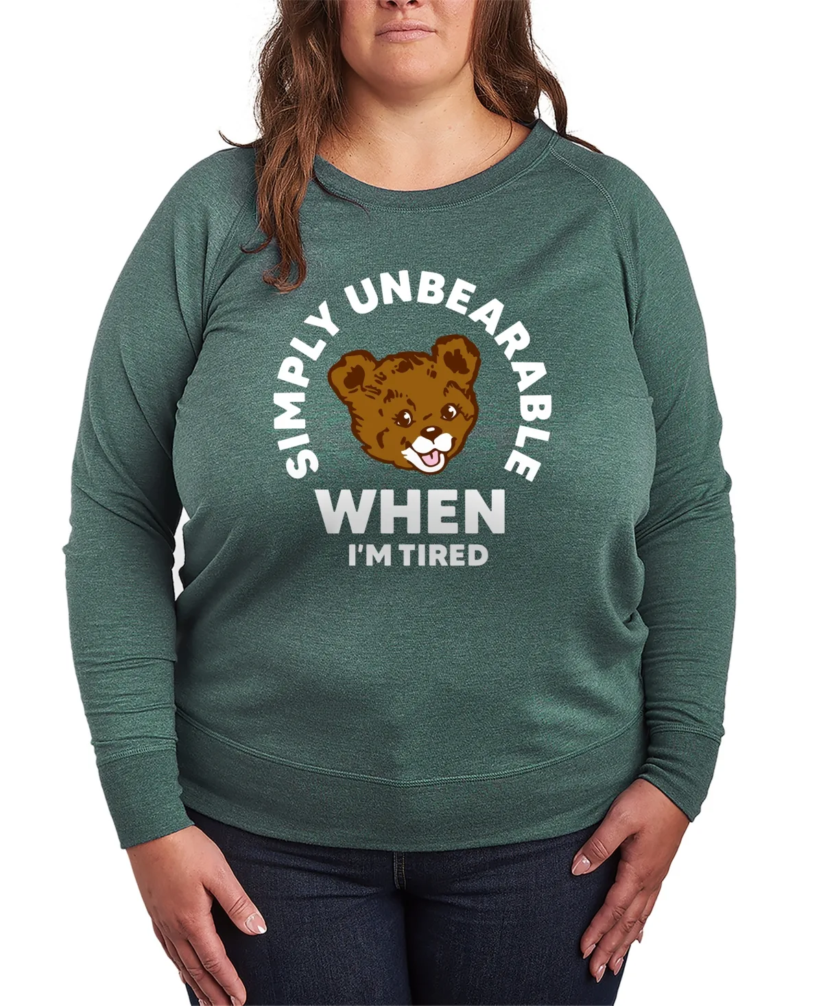 Instant Message Tired Simply Unbearable French Terry Long-Sleeve T-Shirt by Hybrid Apparel