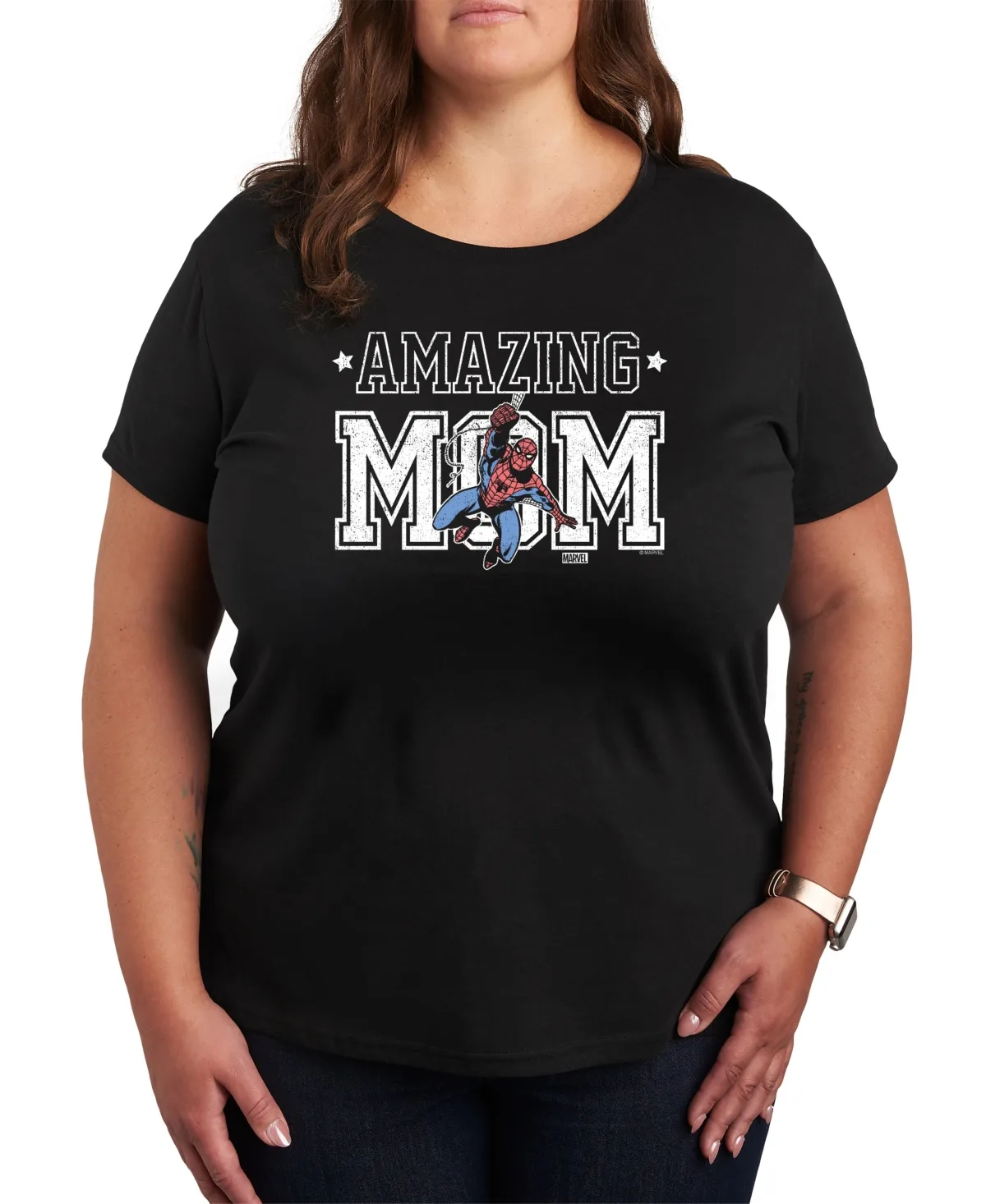 Marvel Spider-Man Amazing Mom Graphic Crew Neck Tee by Hybrid Apparel