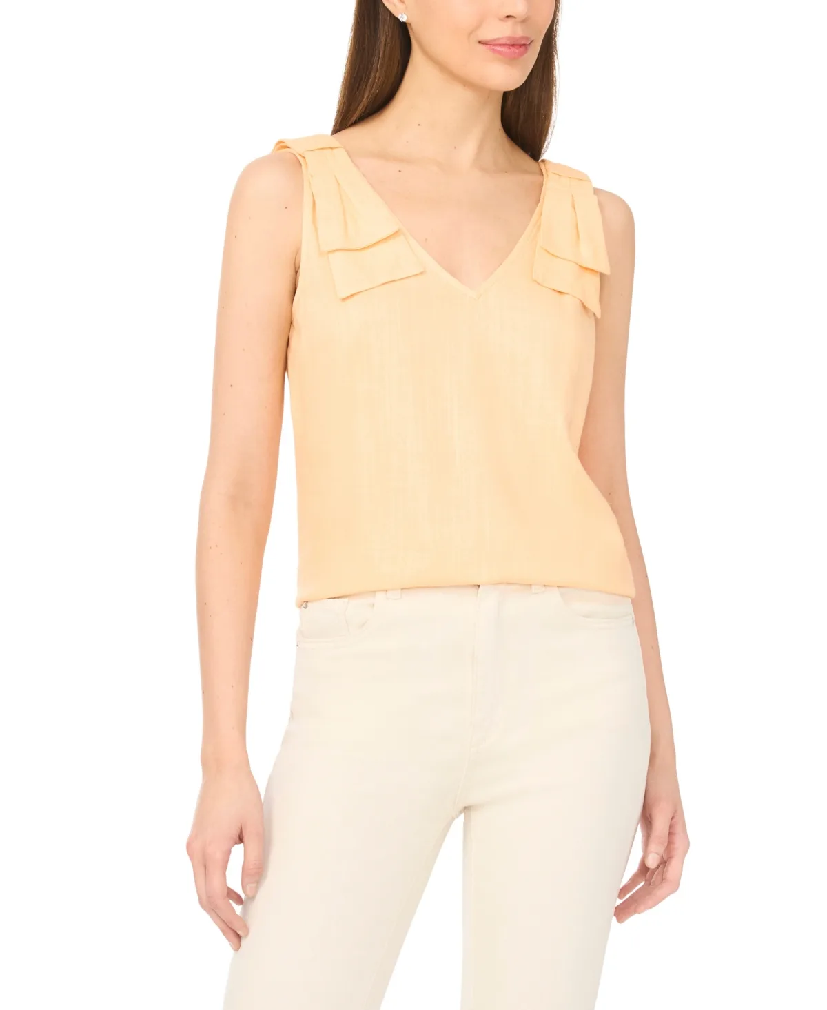 V-Neck Bow-Strap Tank Top by Cece