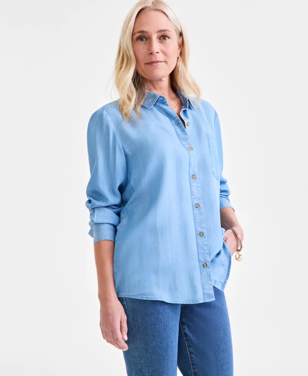 Chambray Perfect Button-Up Shirt by Style & Co