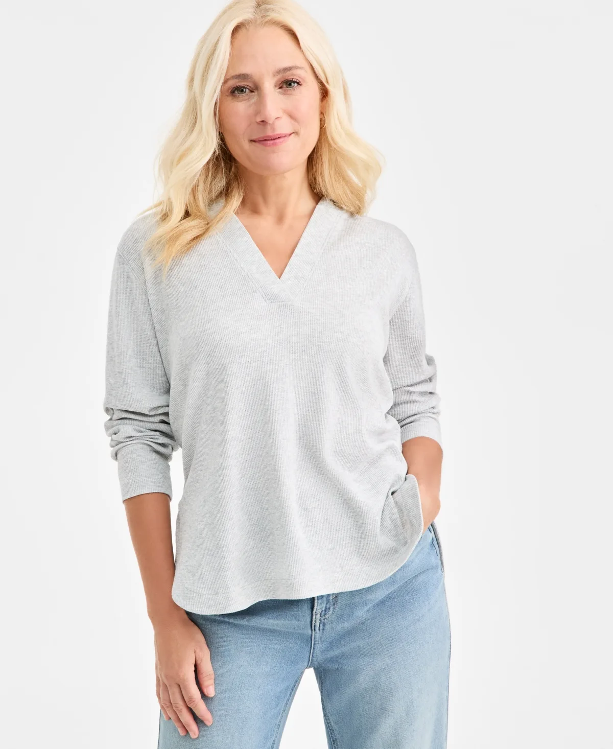 Waffle-Knit Pullover Hoodie by Style & Co