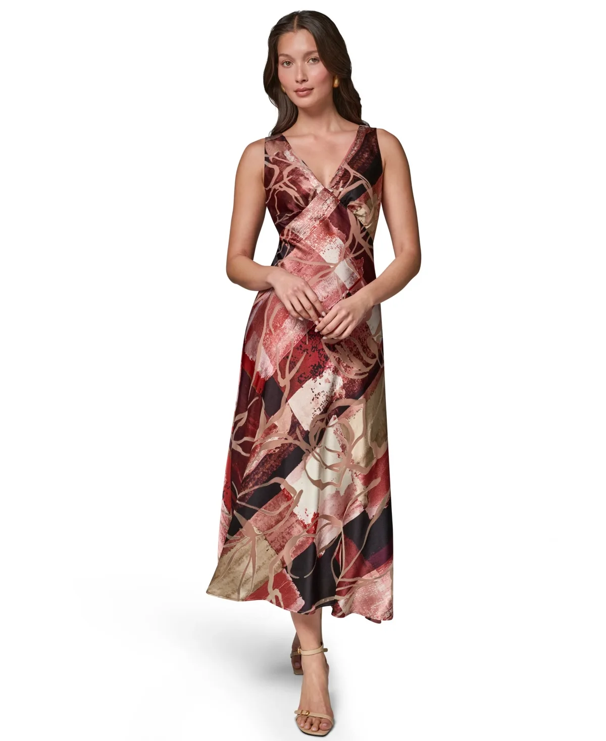 Sleeveless Velvet Burnout Midi Slip Dress by Donna Karan New York