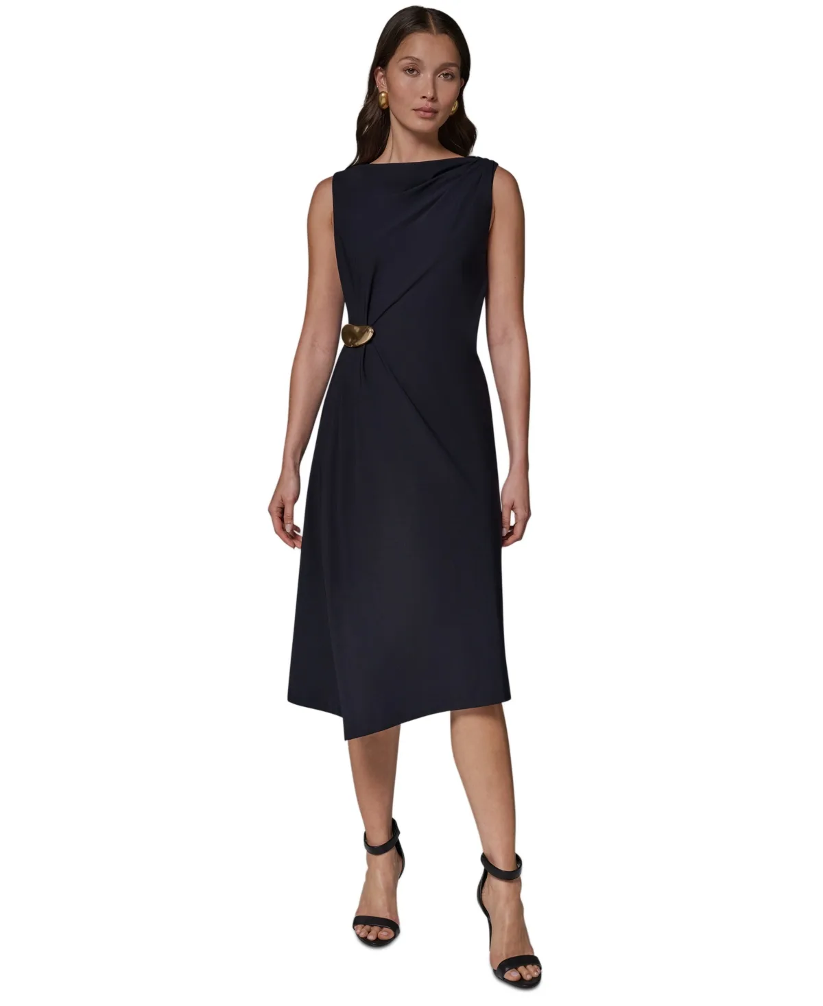 Sleeveless Draped Sheath Dress by Donna Karan New York