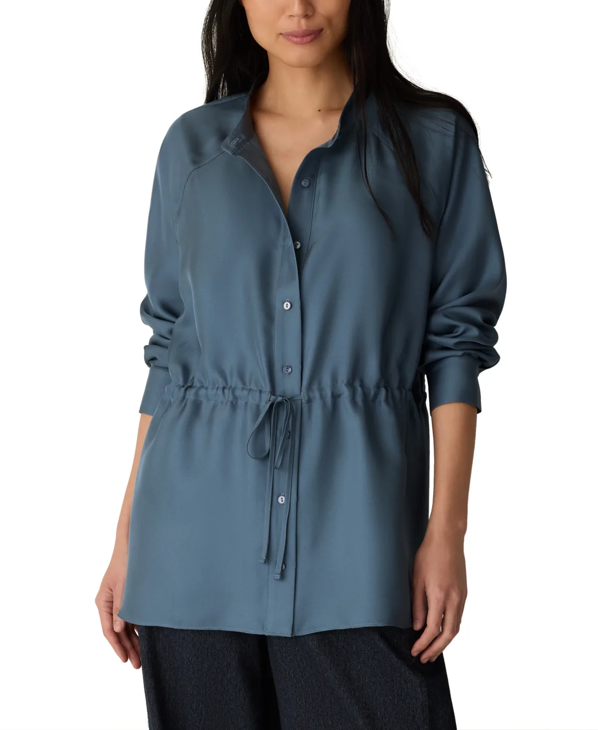 Collared Button-Front Shirt by Eileen Fisher
