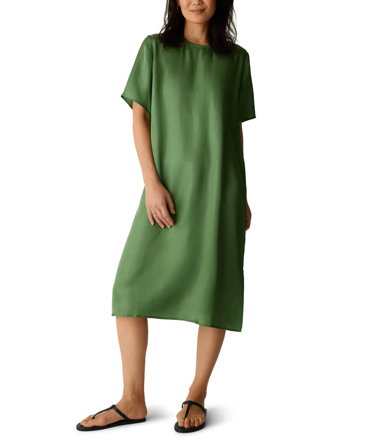 Short-Sleeve Round Neck Dress by Eileen Fisher