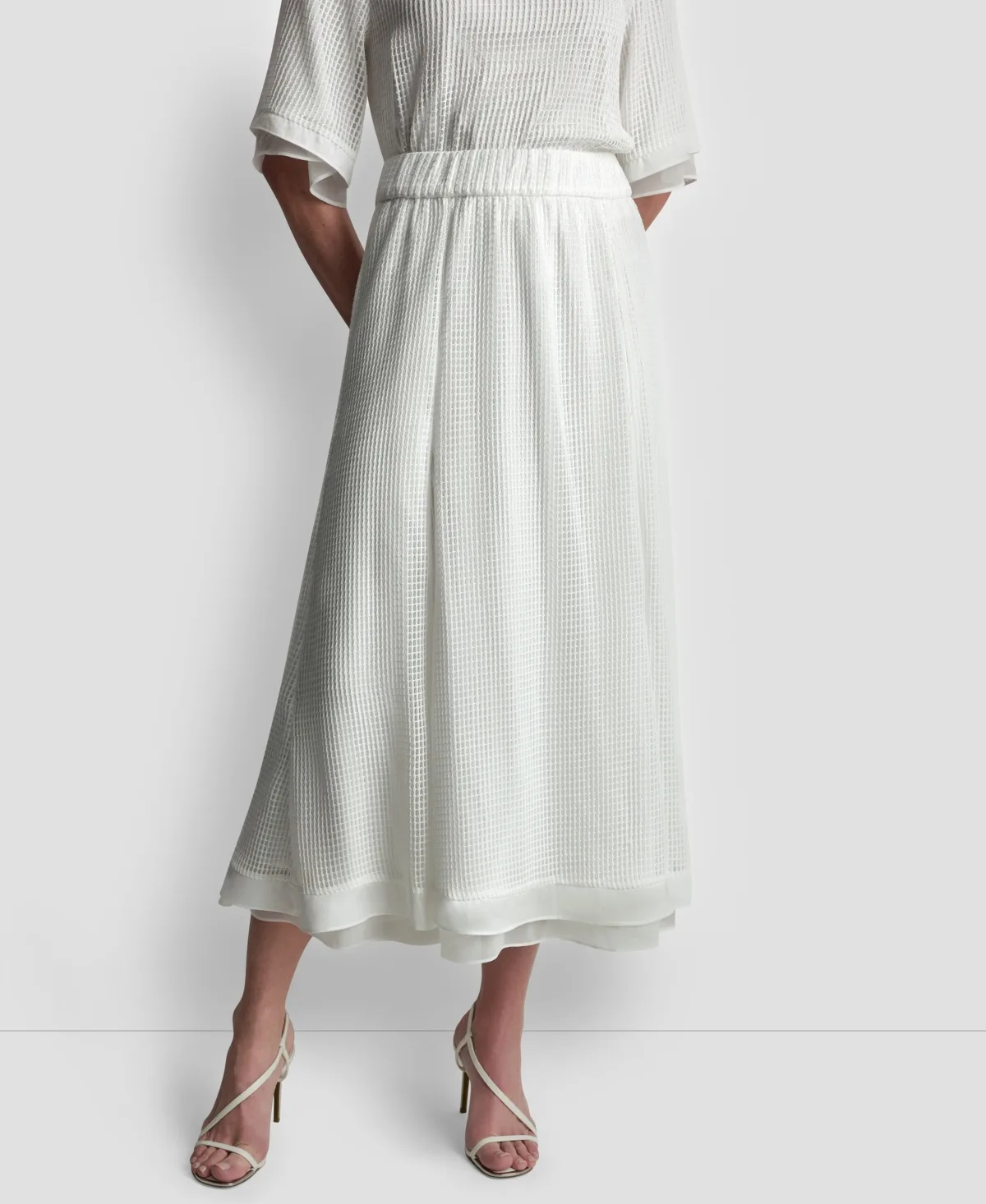 Layered Window Pane Ankle Skirt by Dkny