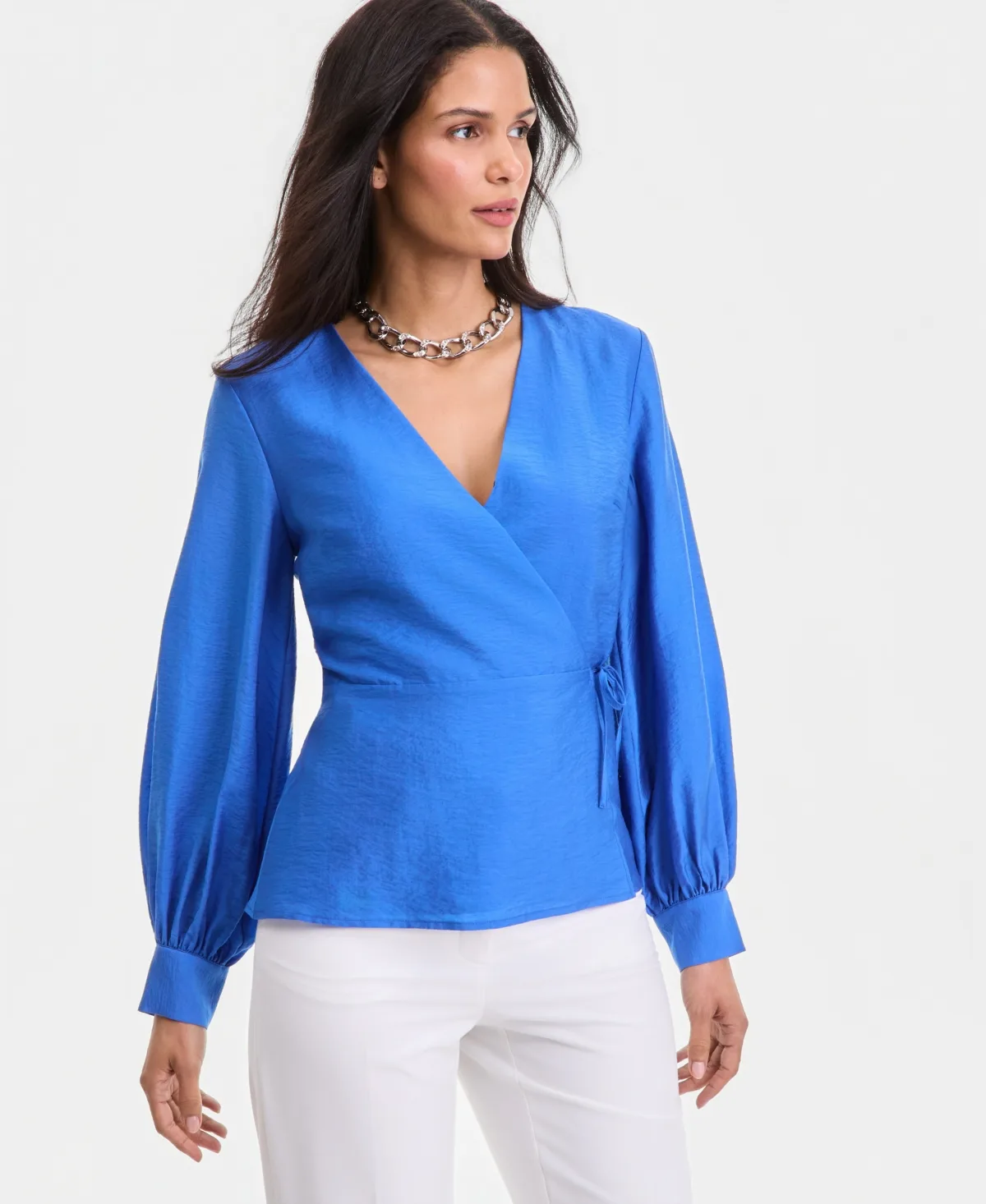 Long Sleeve Textured Wrap Blouse by I.n.c. International Concepts