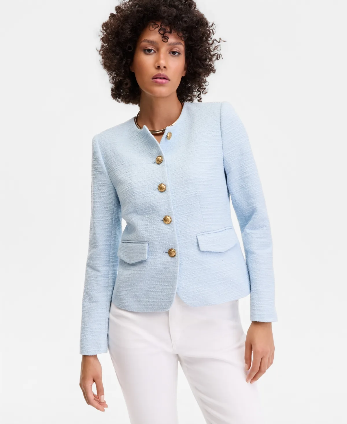 Collarless Cotton Tweed Jacket by I.n.c. International Concepts