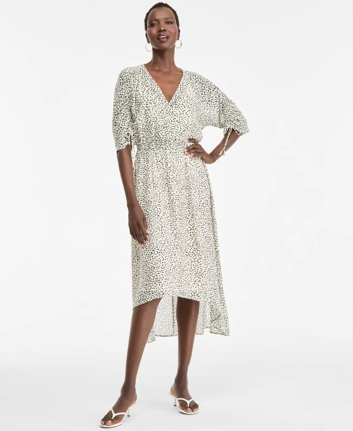 Short-Sleeve Printed Faux Wrap Dress by I.n.c. International Concepts