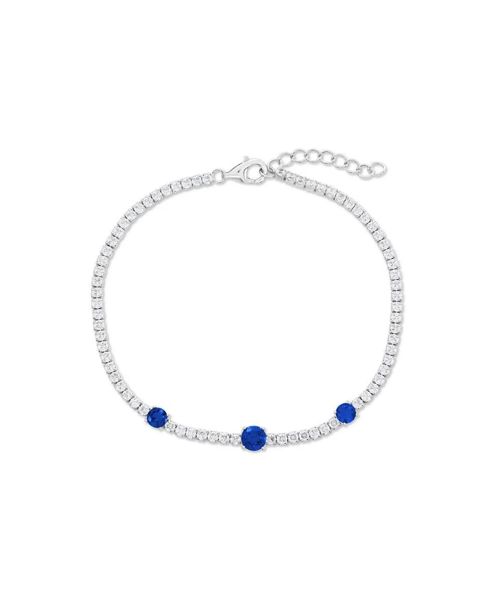 Sterling Silver, Round CZ Tennis Bracelet