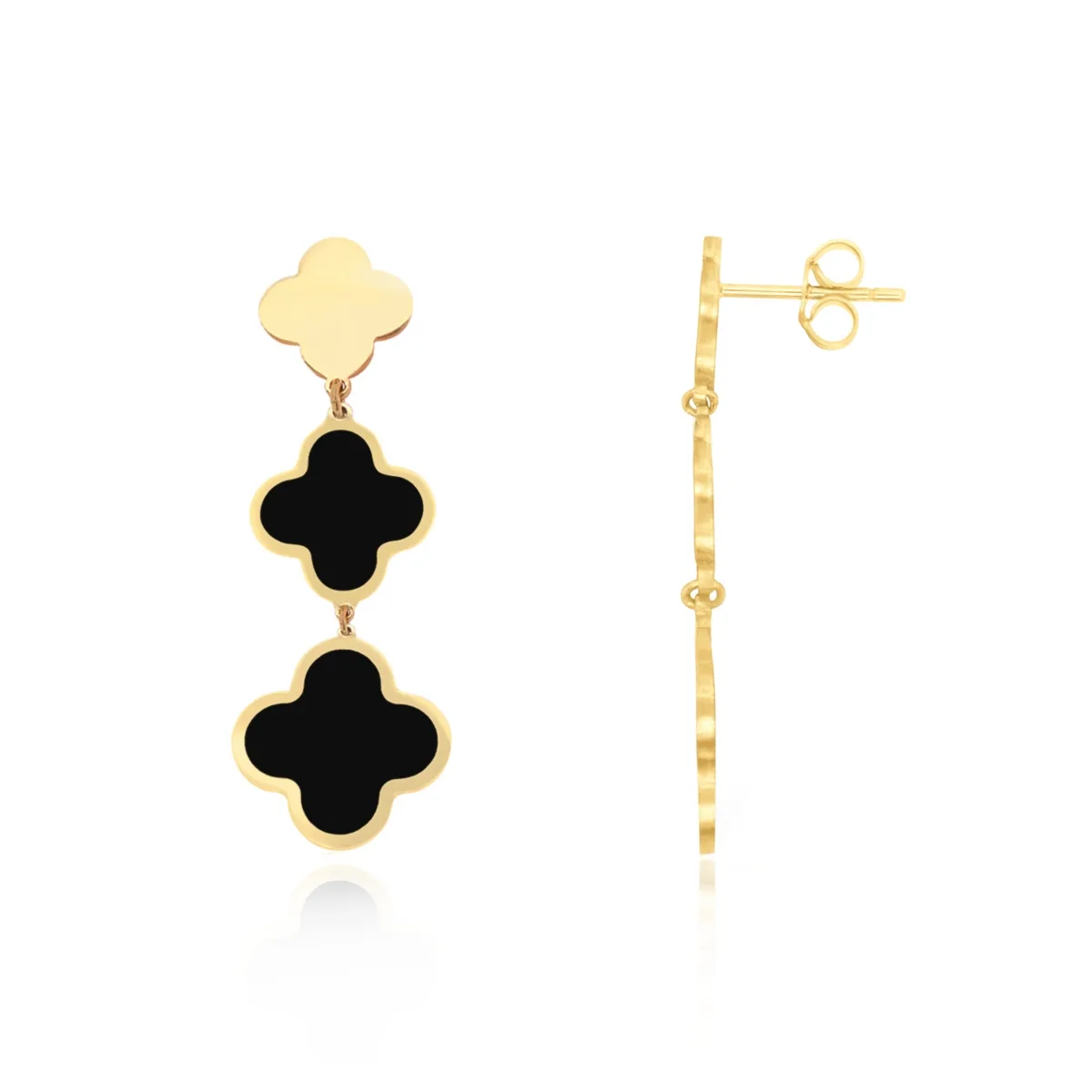 Graduating Clover Dangle Earrings 14K Gold