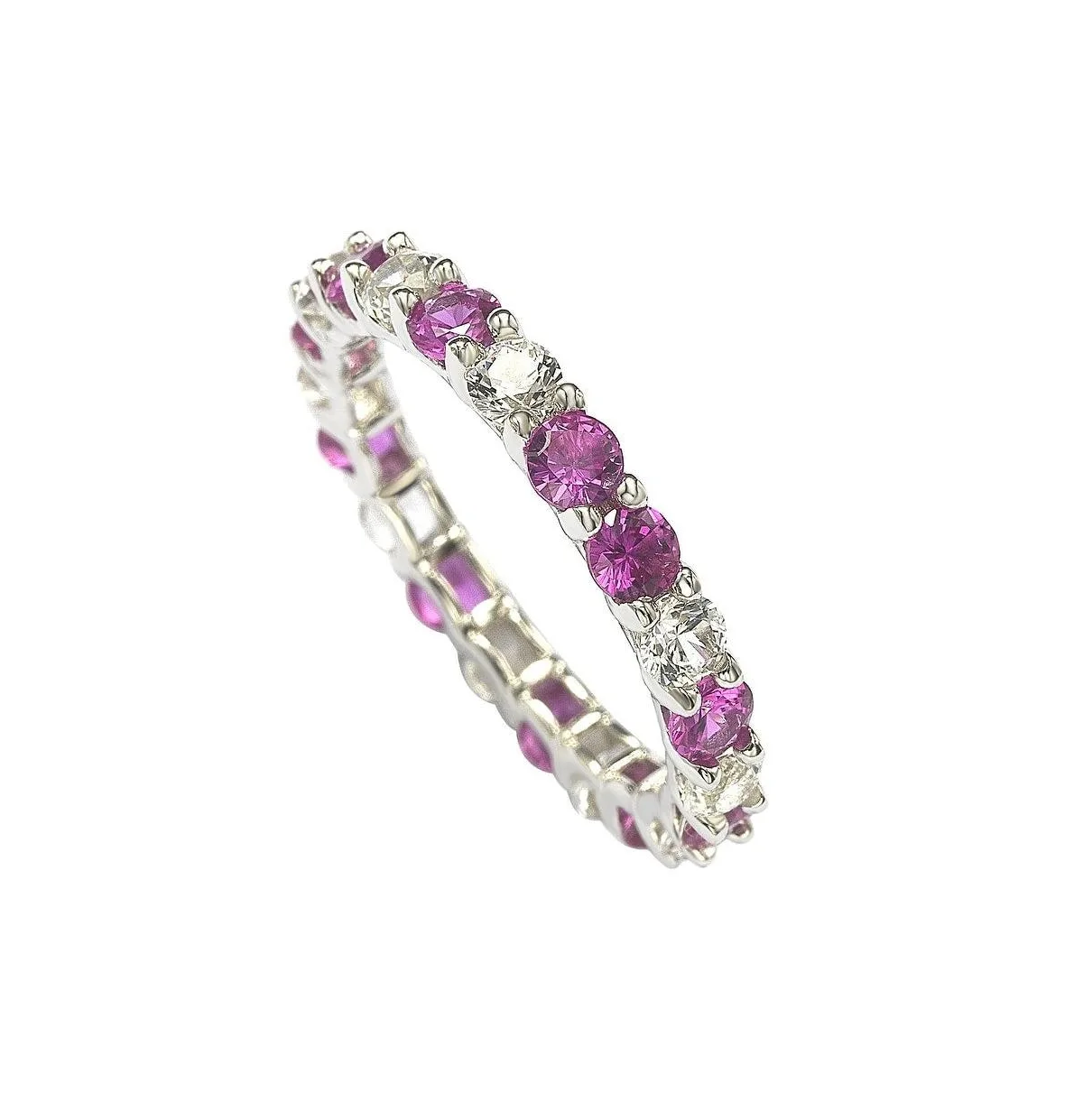 Suzy Levian Sapphire & Created White Sapphire Alternating Eternity Band Ring by Suzy Levian New York