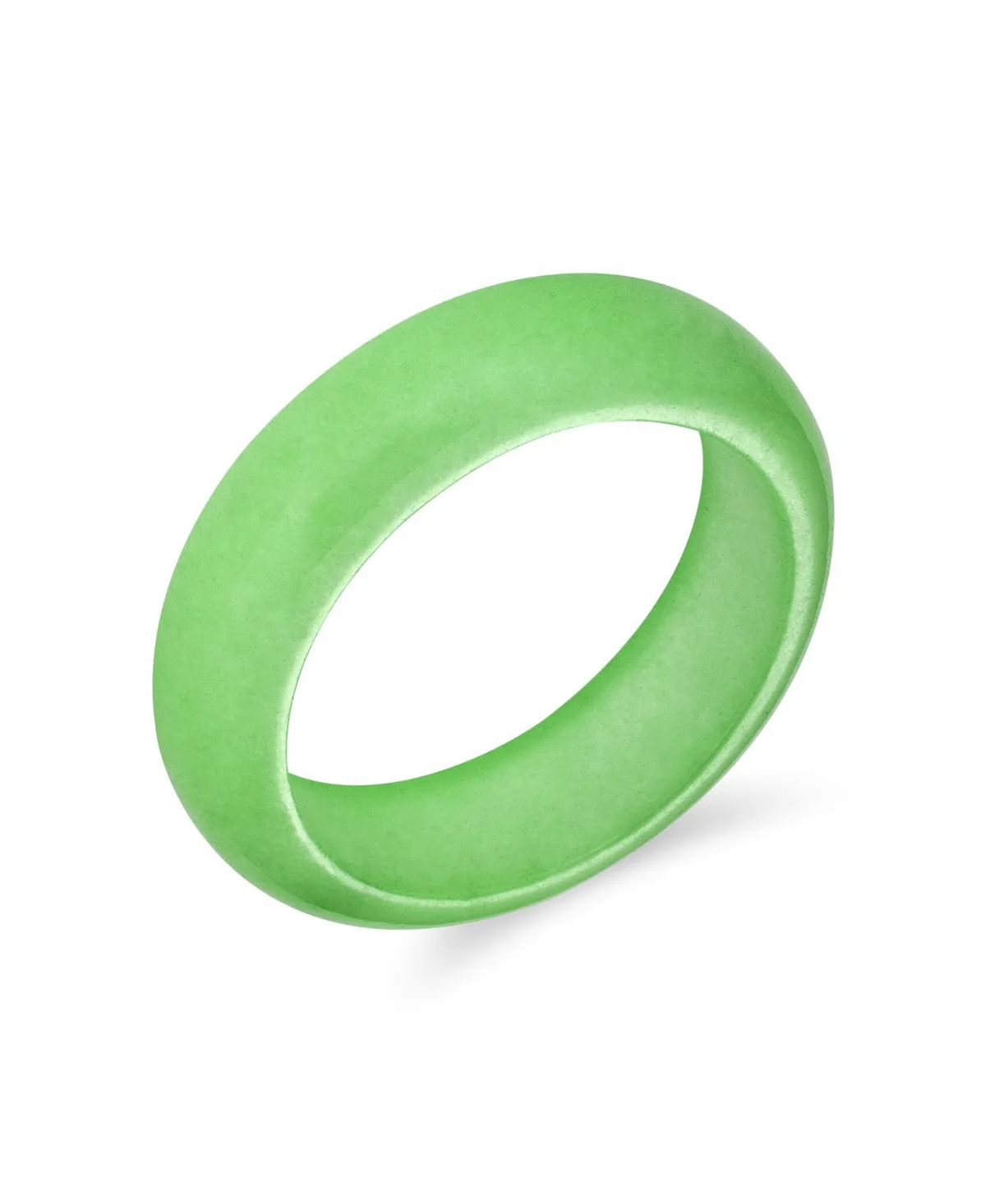 Good Luck Energy Smooth Stackable Natural Dyed Jade Band Ring by Bling Jewelry