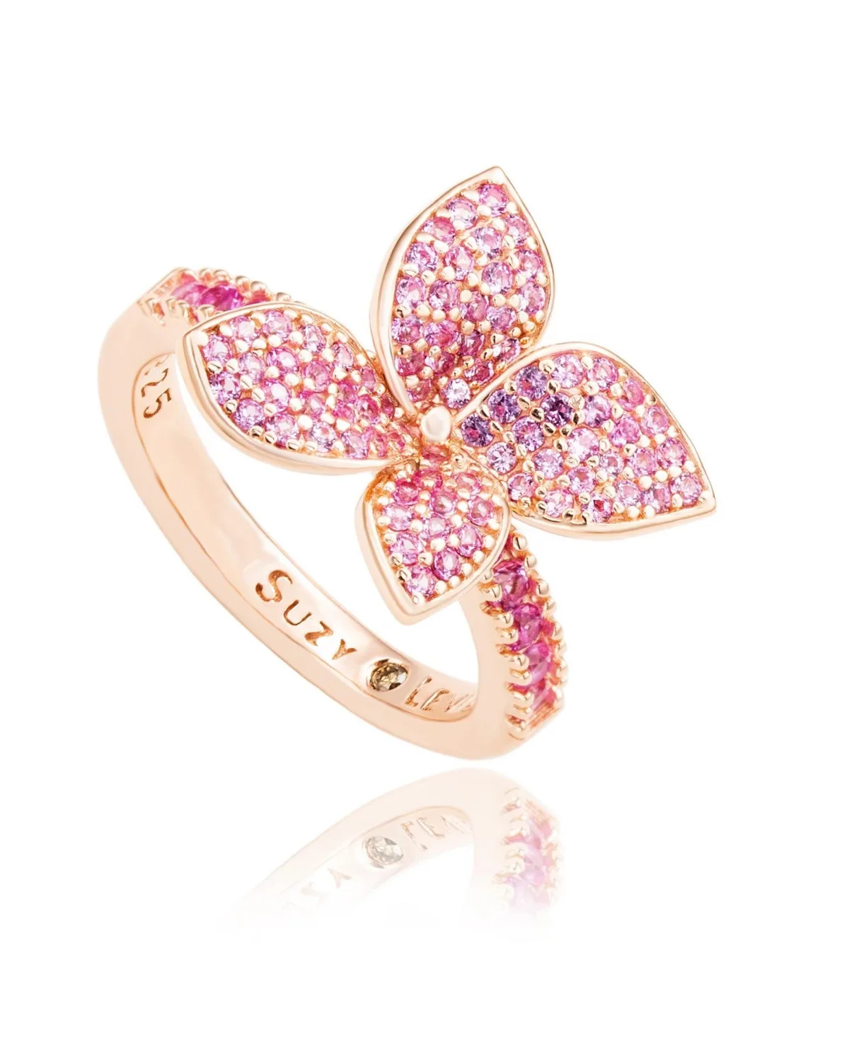 Suzy Levian Sterling Silver Sapphire Flower Ring by Suzy Levian New York