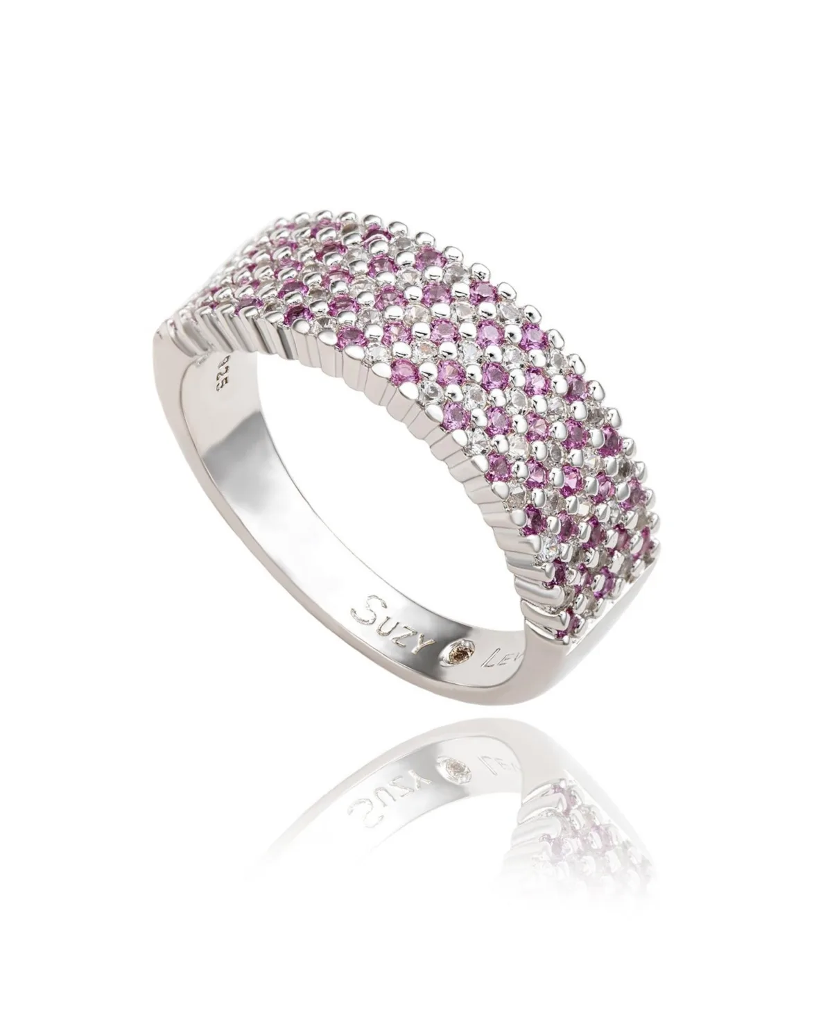 Suzy Levian Sterling Silver Sapphire & Created White Sapphire Half Band