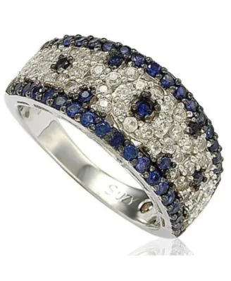 Suzy Levian Sterling Silver 2.28ct Sapphire Created White Sapphire Abstract Ring by Suzy Levian New York