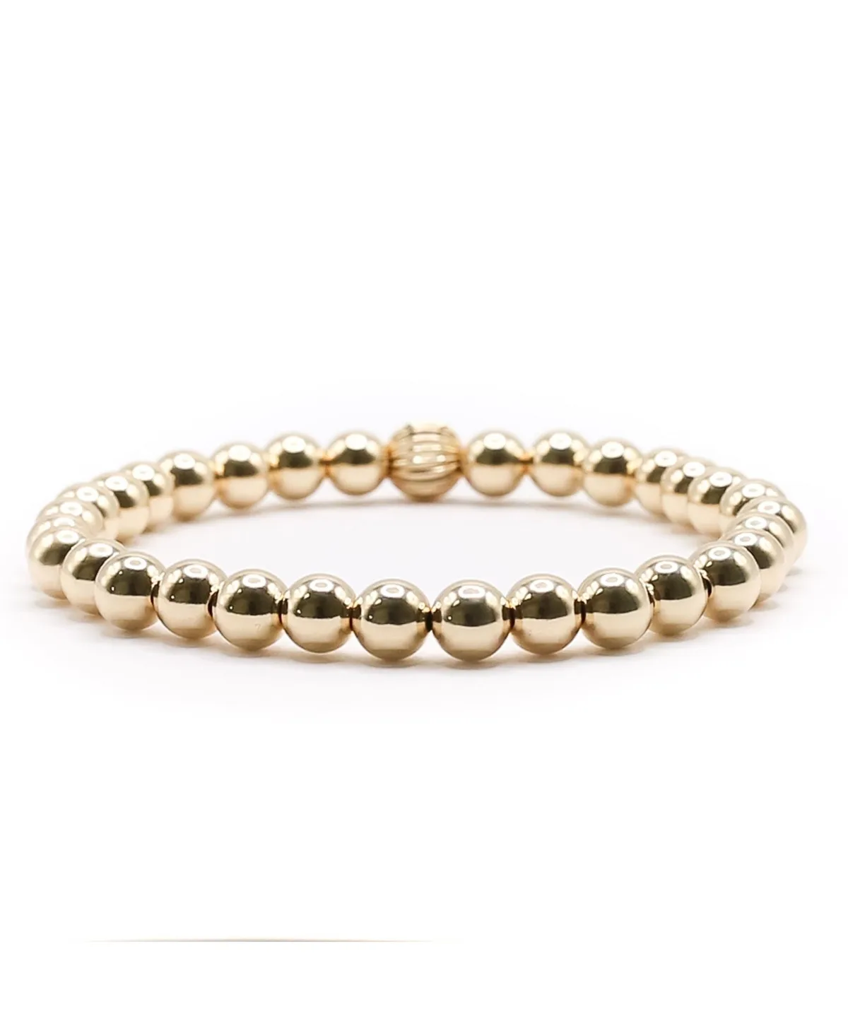 Non-Tarnishing Gold Filled 6mm Gold Ball Stretch Bracelet by Bowood Lane