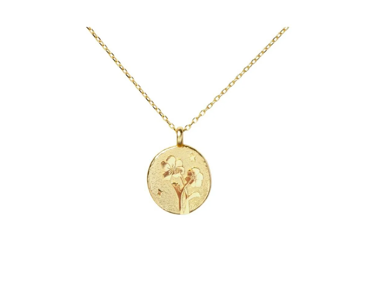 Sterling Silver Birth Flower Pendant Necklace by Little Sky Stone