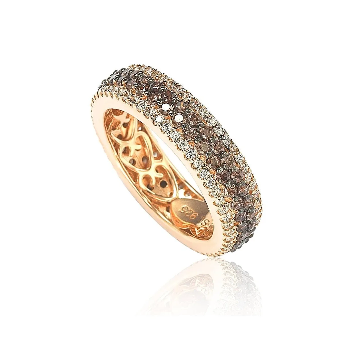 Suzy Levian Sterling Silver Cubic Zirconia Multi-Row Brown Eternity Band by Suzy Levian New York