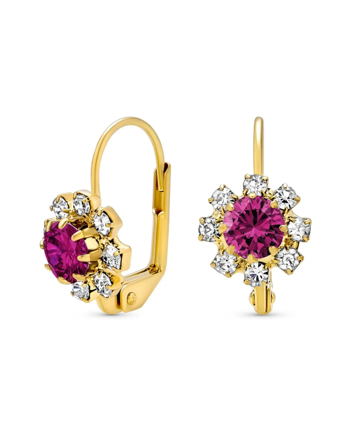 Flower Crystal Drop Earrings Gold Plated Brass Lever Back by Bling Jewelry