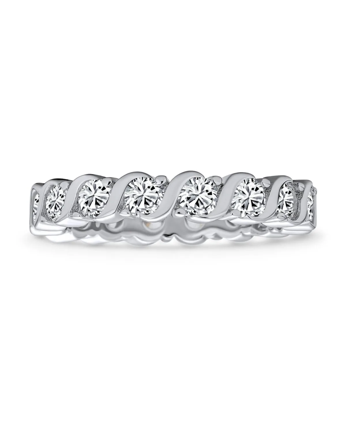 Cubic Zirconia Stackable Cz Eternity Thin 3MM Band Ring Sterling Silver by Bling Jewelry