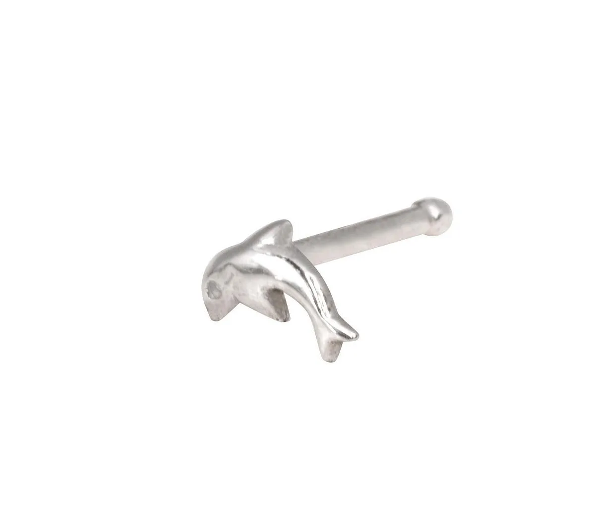 Solid 14k Yellow or White Gold 20g Polished Dolphin Nose Stud Ring Body Piercing Stud by Curata Jewelry