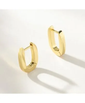 14k Gold Plated Oval Huggie Earrings