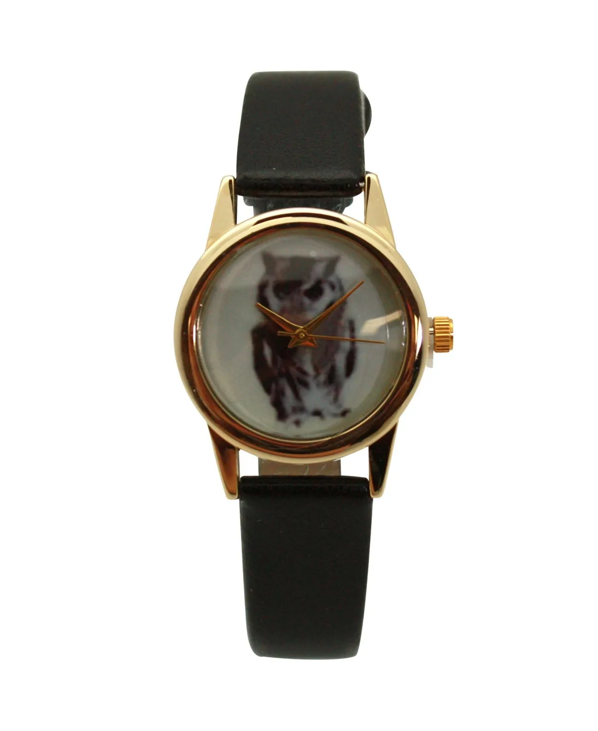 Owl Drawing Face Faux Leather Band Watch by Olivia Pratt