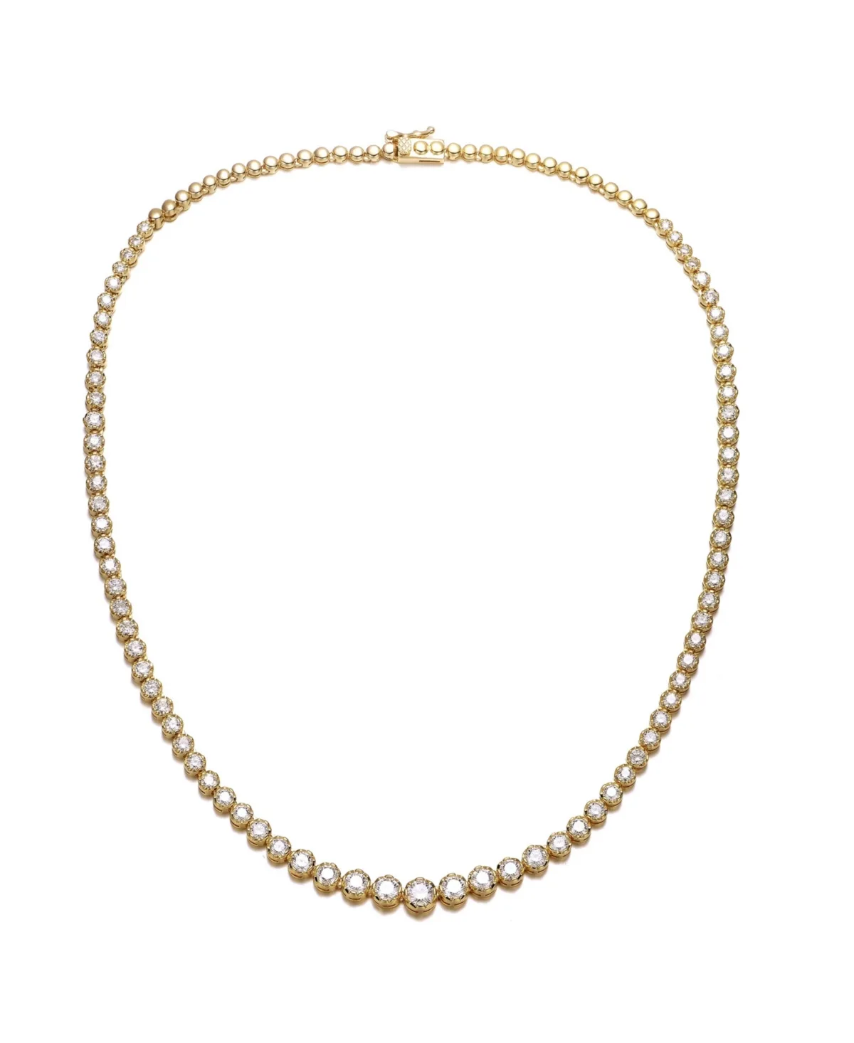 Sterling Silver Cubic Zirconia Graduated-Size Tennis Chain Anniversary Necklace by Genevive