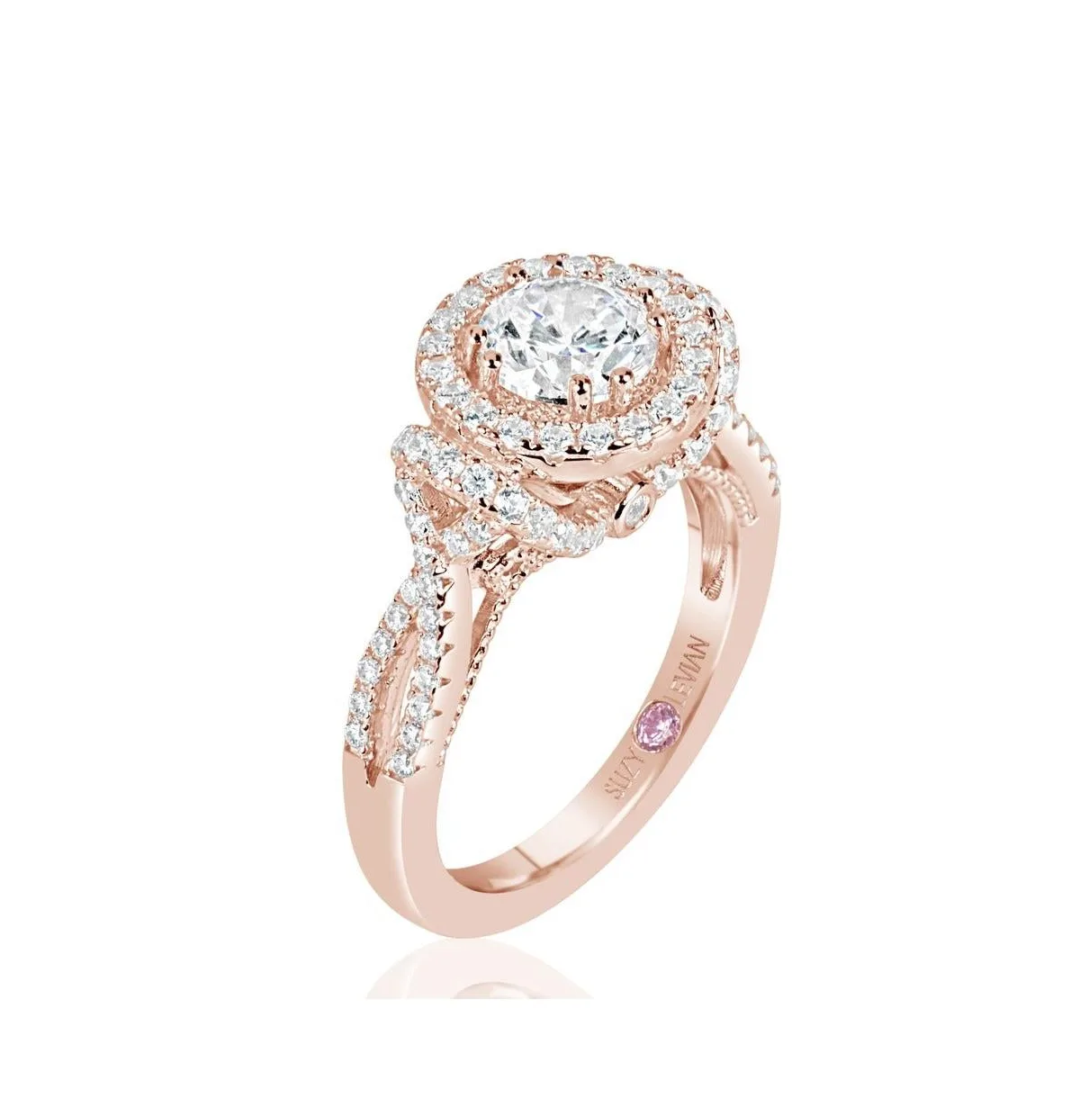 Rose Sterling Silver Cubic Zirconia Anniversary Ring by Suzy Levian New York