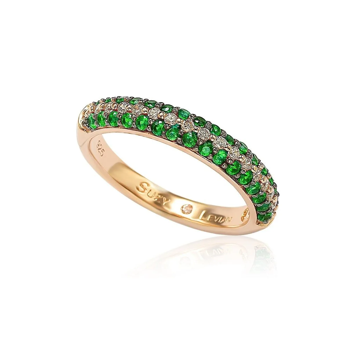 Rose Sterling Silver Micro-Pave Colored Cubic Zirconia Stackable Band Ring by Suzy Levian New York