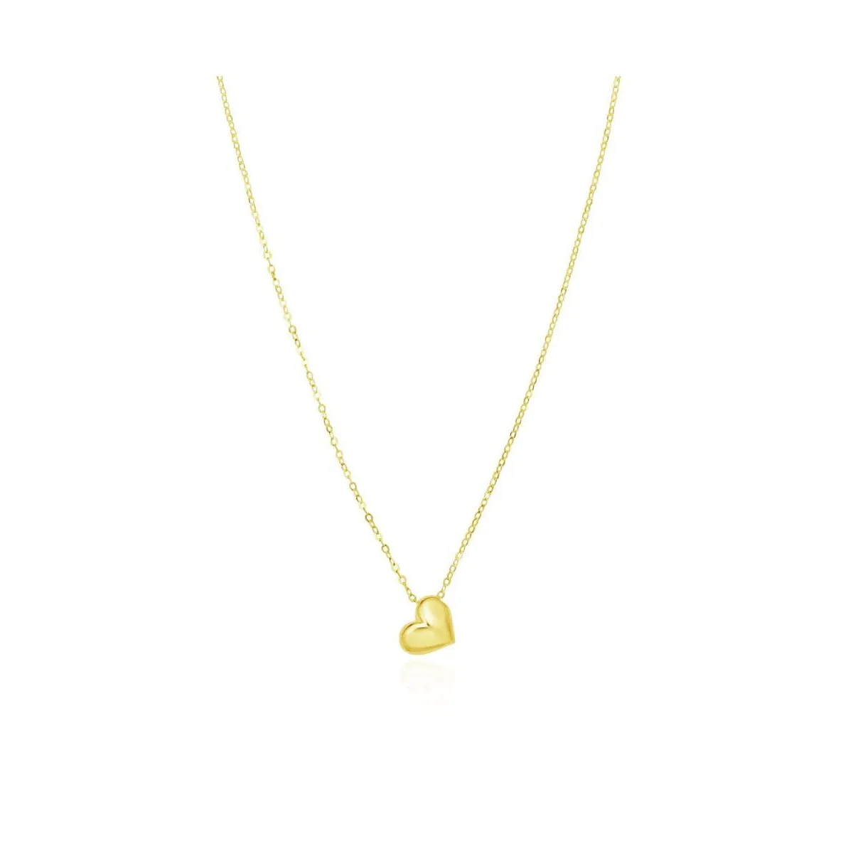 Mini Asymmetrical Gold Puffy Heart Necklace 14K Gold by The Lovery