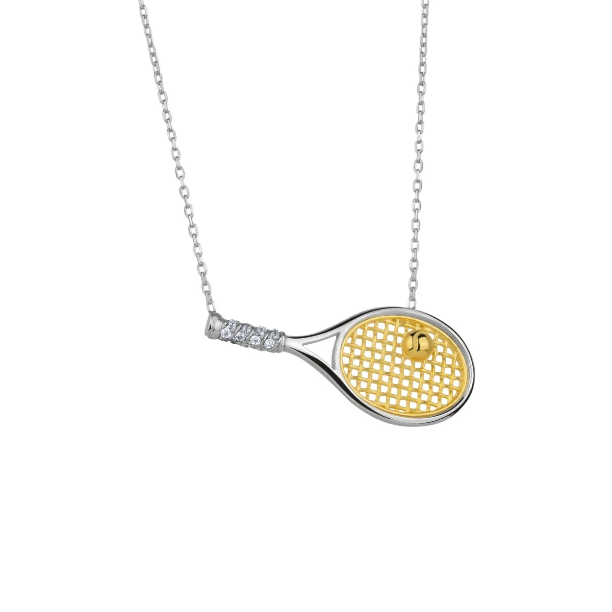 Sterling Tennis Racket Necklace by Spero London