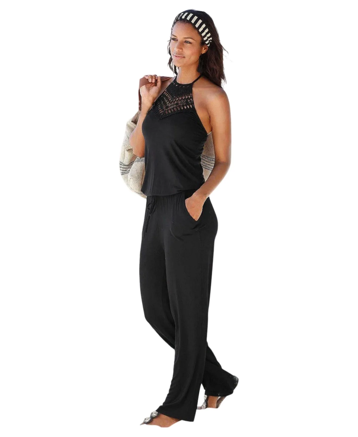 Crochet Halterneck Jumpsuit by Lascana