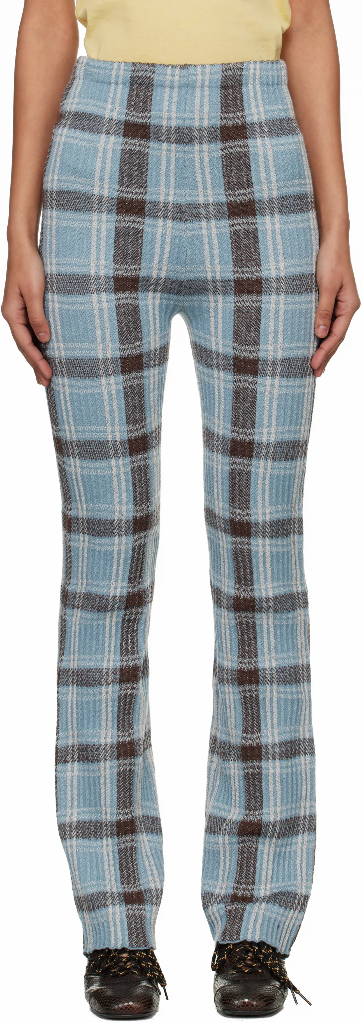 Blue Fitted Wool Trousers