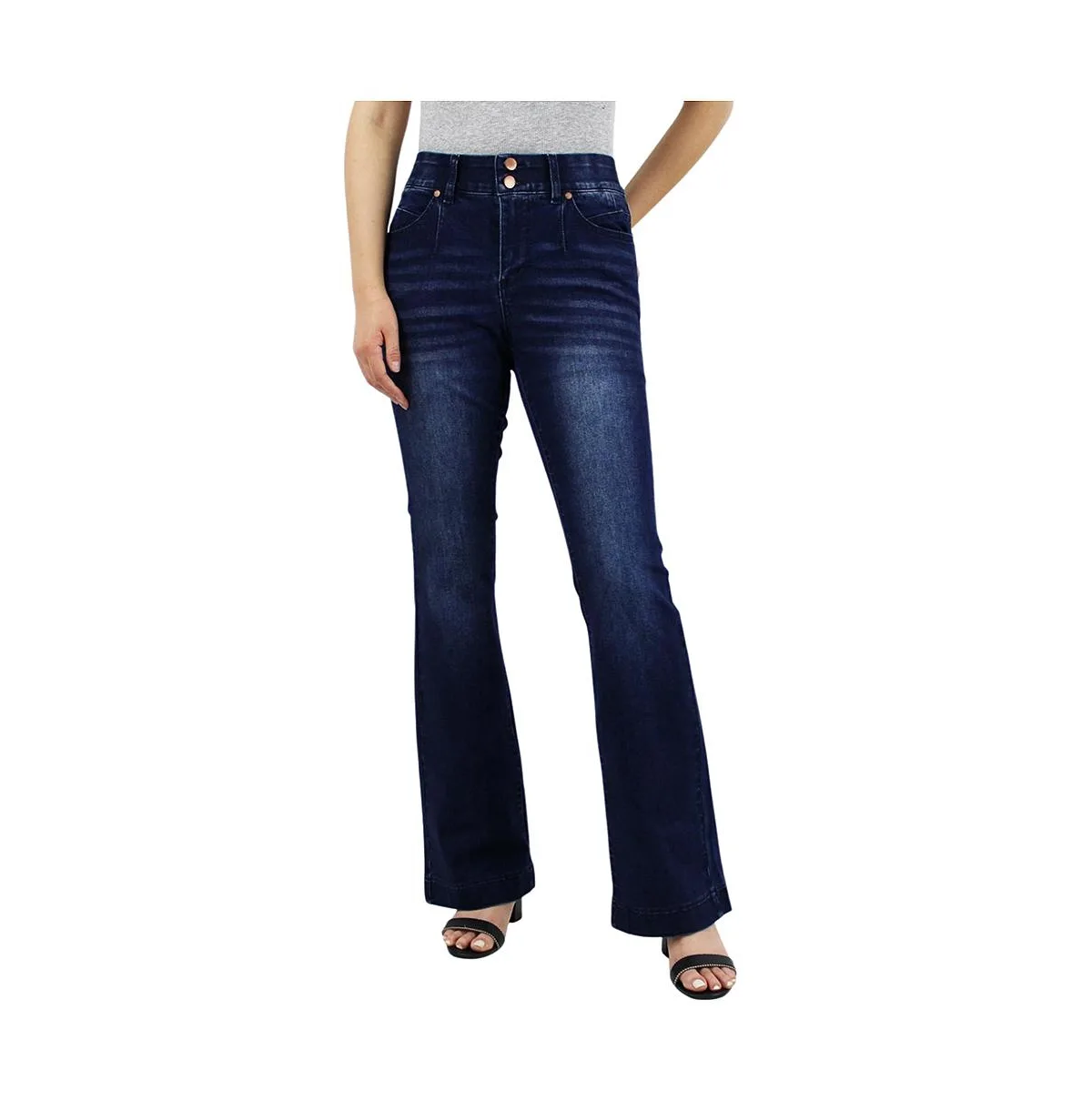 Tummy Control Bootcut with Front Pocket Seam Detail Jeans by Indigo Poppy