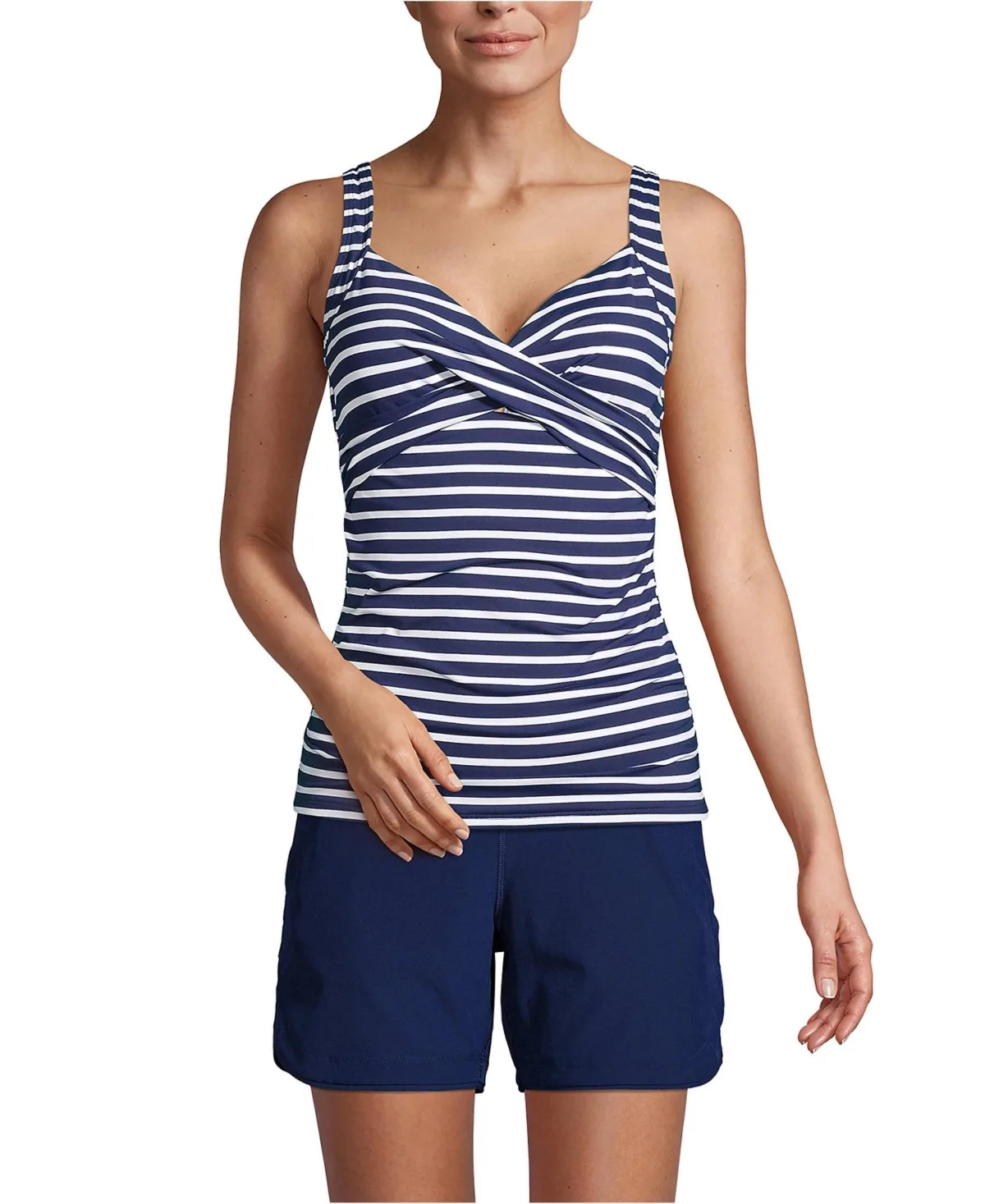 V-Neck Wrap Underwire Tankini Swimsuit Top by Lands' End