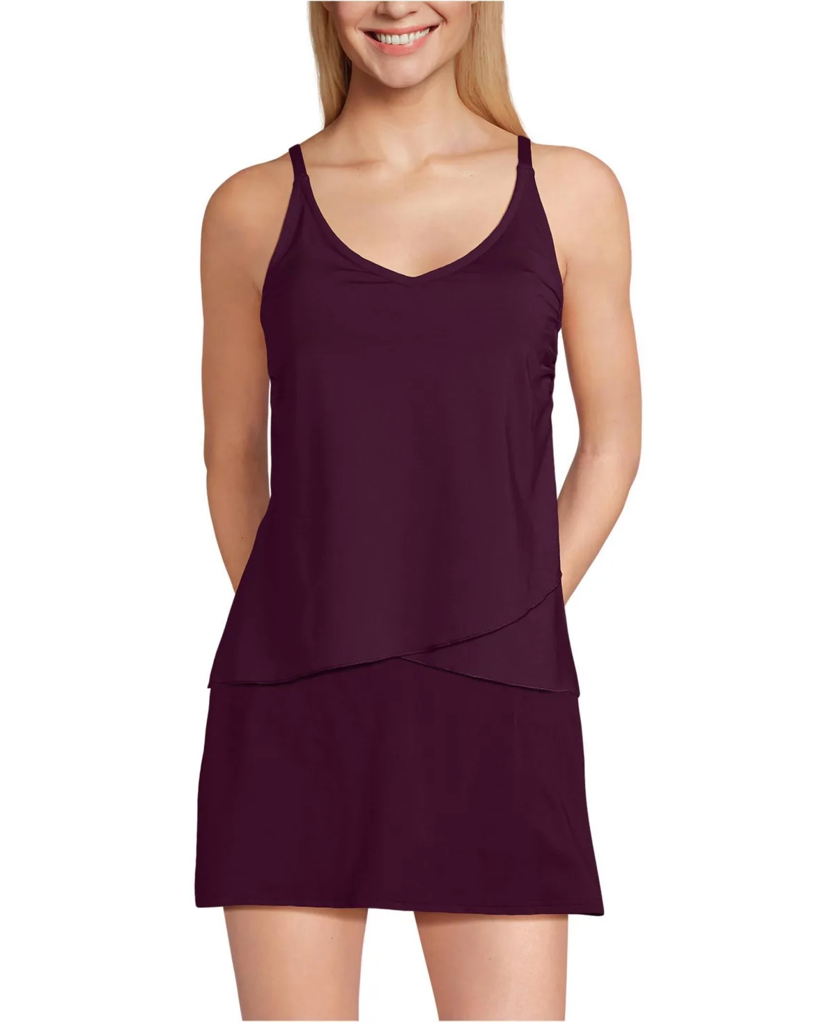 Long Torso Tulip Hem Tankini Top by Lands' End