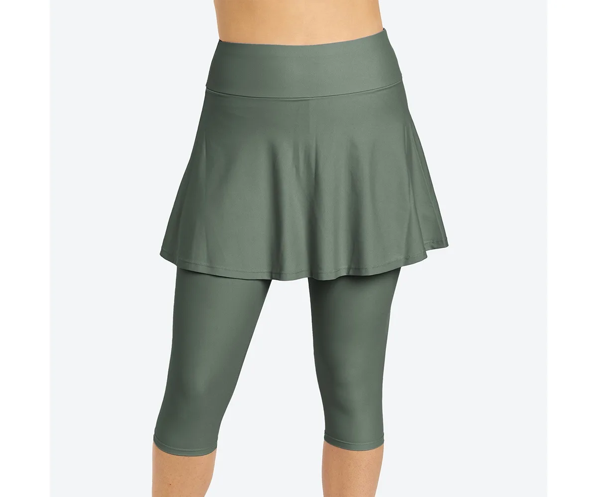 Flared Swim Skort with Capri Leggings by Calypsa