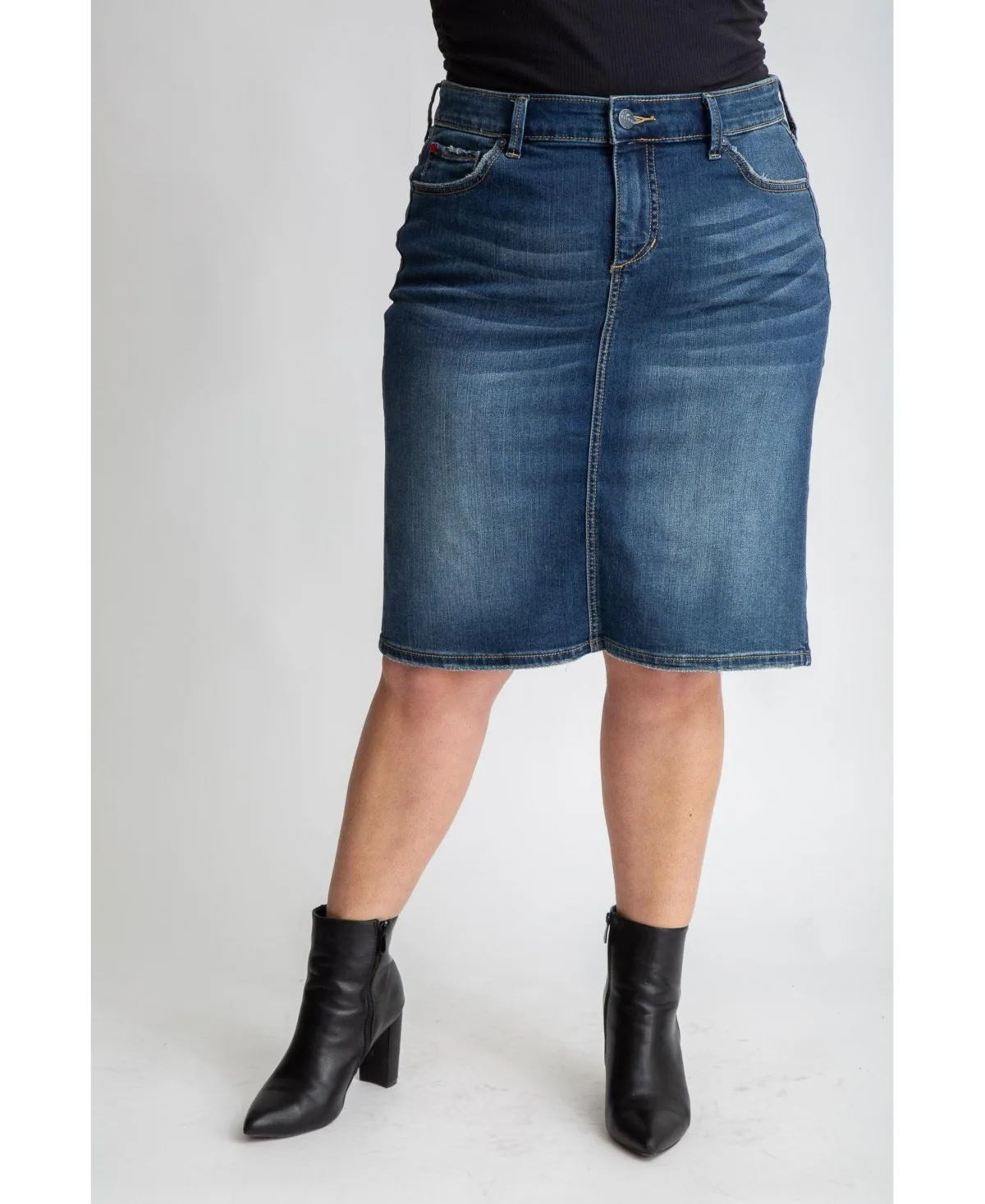 Denim Knee Length Skirt in 23" Length - Virginia