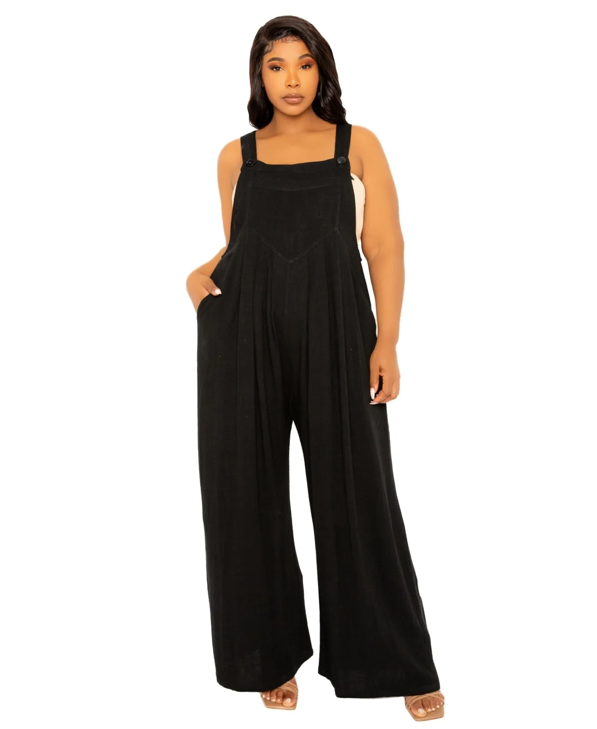 Wide Leg Linen Jumpsuit by Buxom Couture