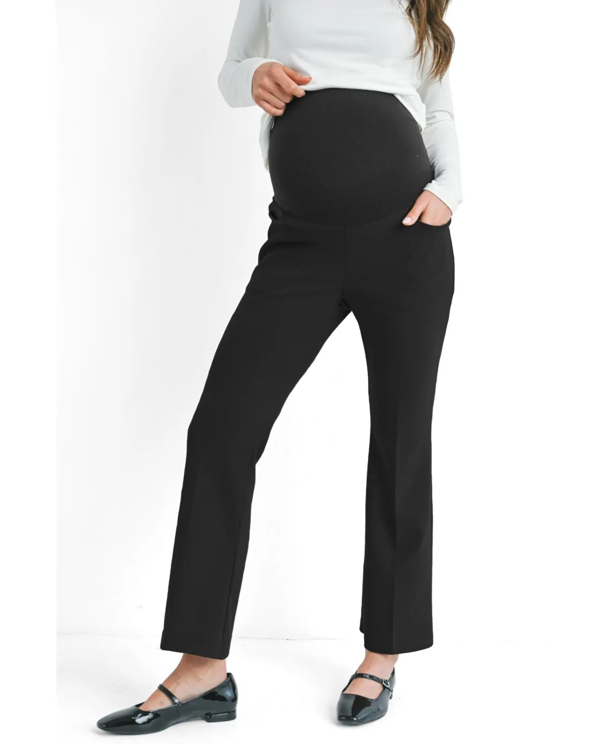 Over the Belly Pull on Flare Leg Pants by Hello Miz