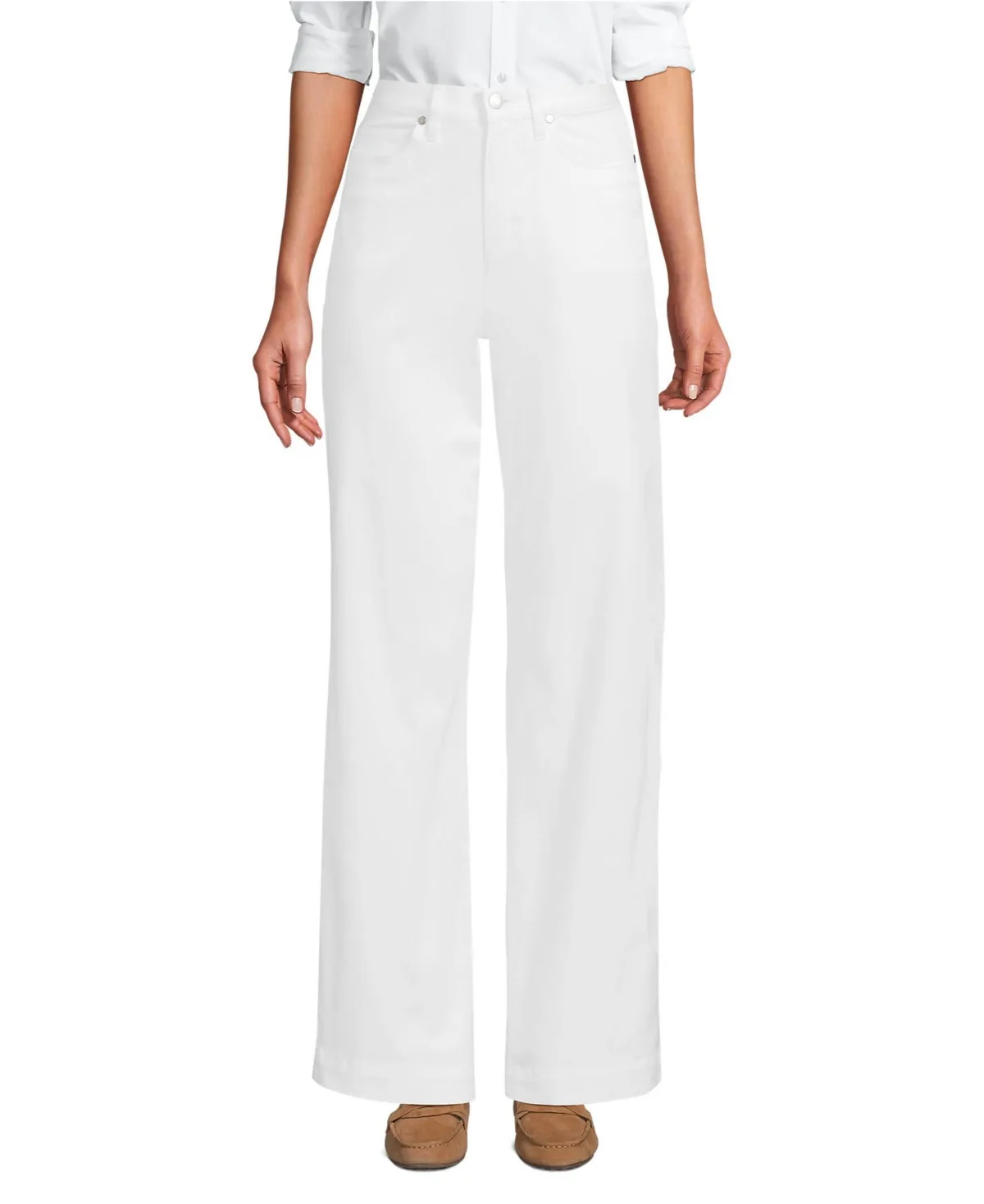 High Rise 5 Pocket Wide Leg Chino Pants by Lands' End