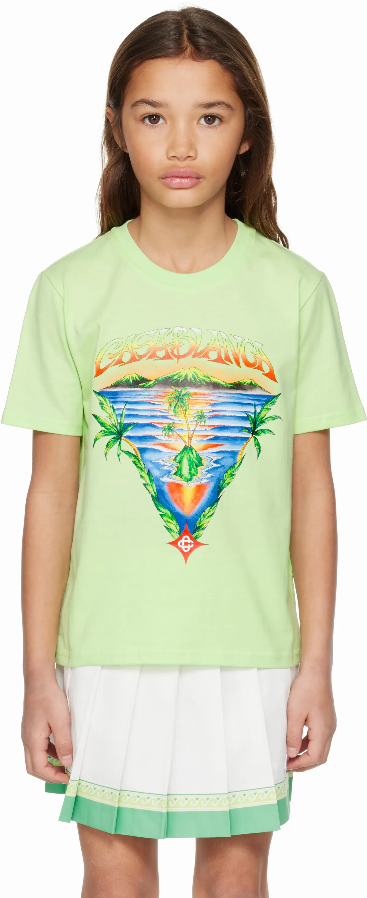 Kids Green Children's Innocence Triangle Short Sleeve T-shirt by Casablanca