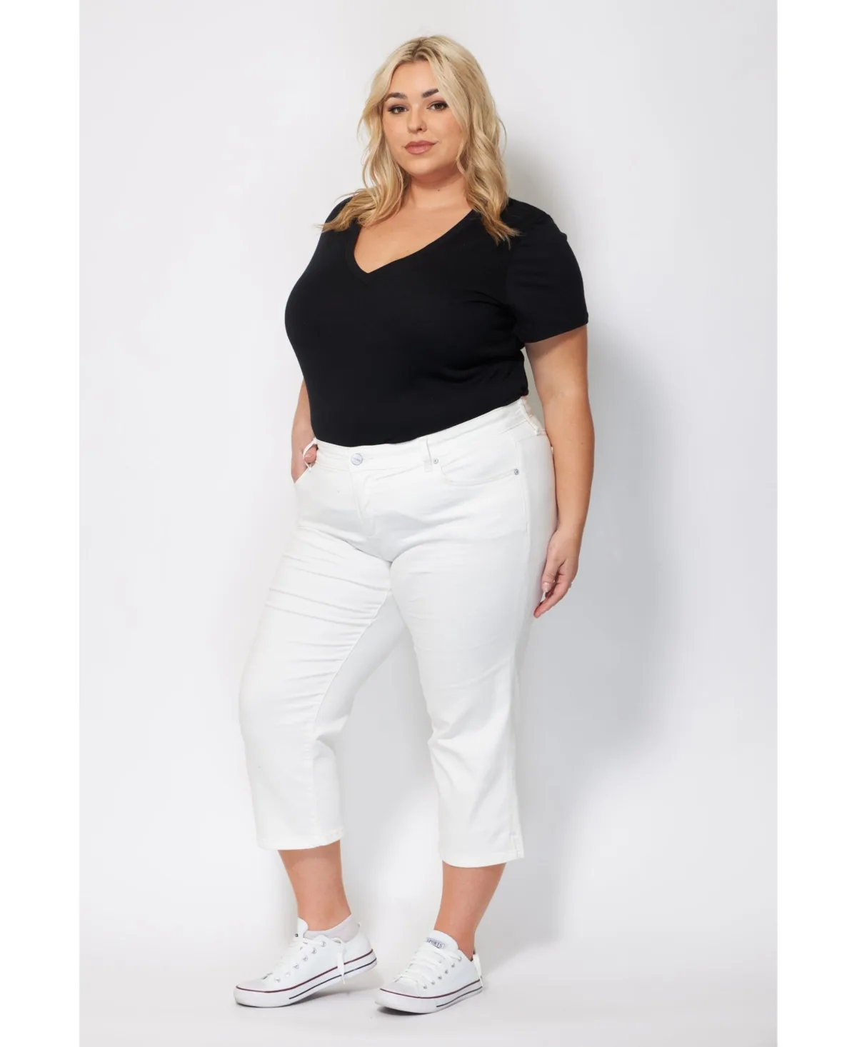 Mid Rise Crop Jeans by Slink Jeans