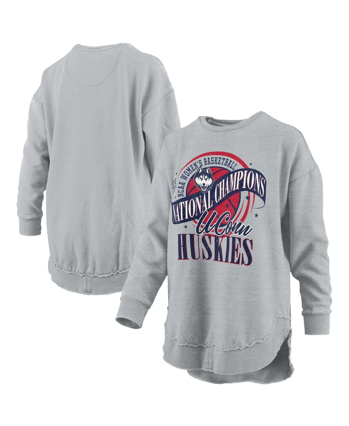 UConn Huskies 2025 Wbb National Champions Melange Poncho Pullover Sweatshirt by Pressbox
