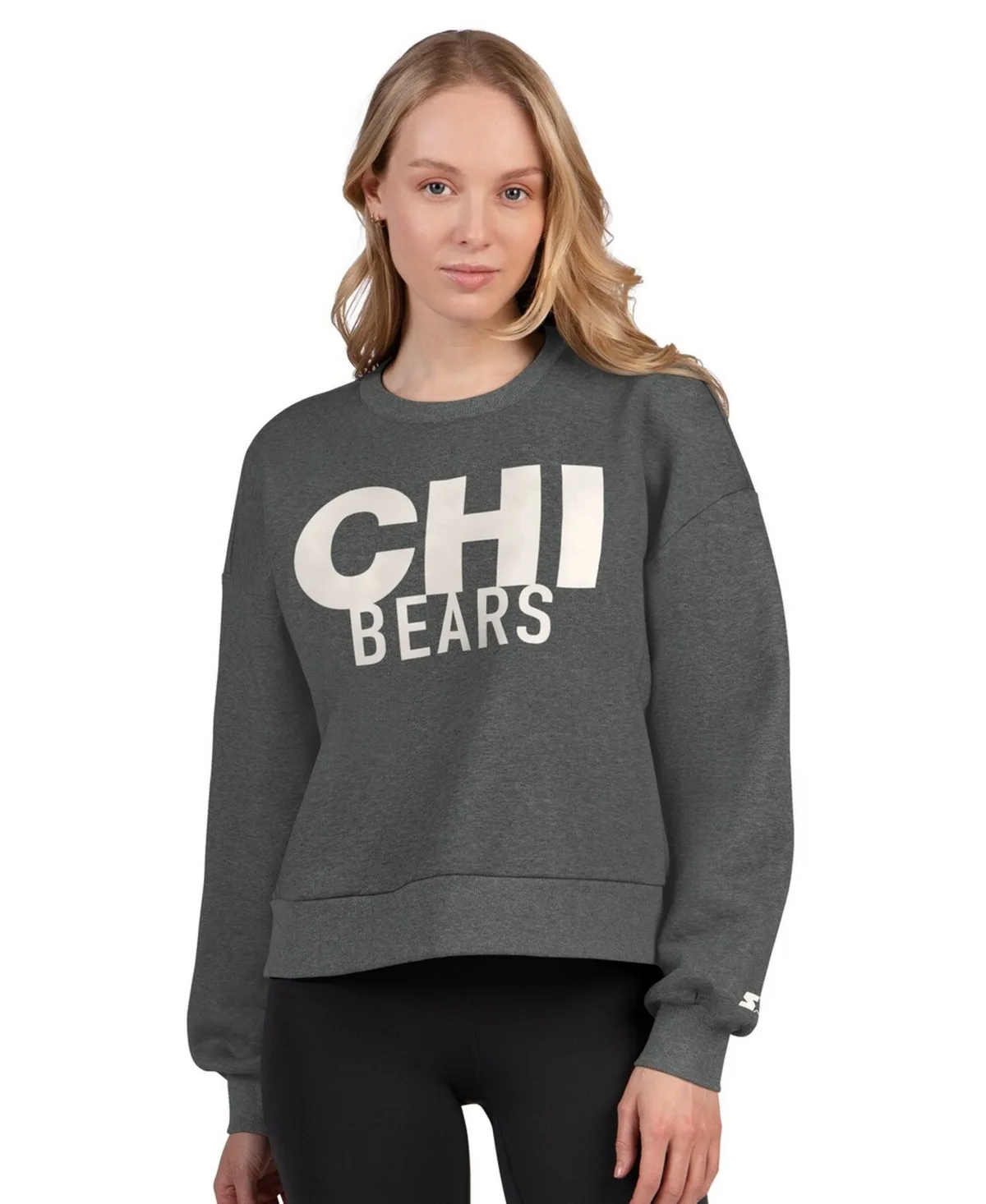 Chicago Bears Show Up Cropped Fleece Pullover Sweatshirt by Starter